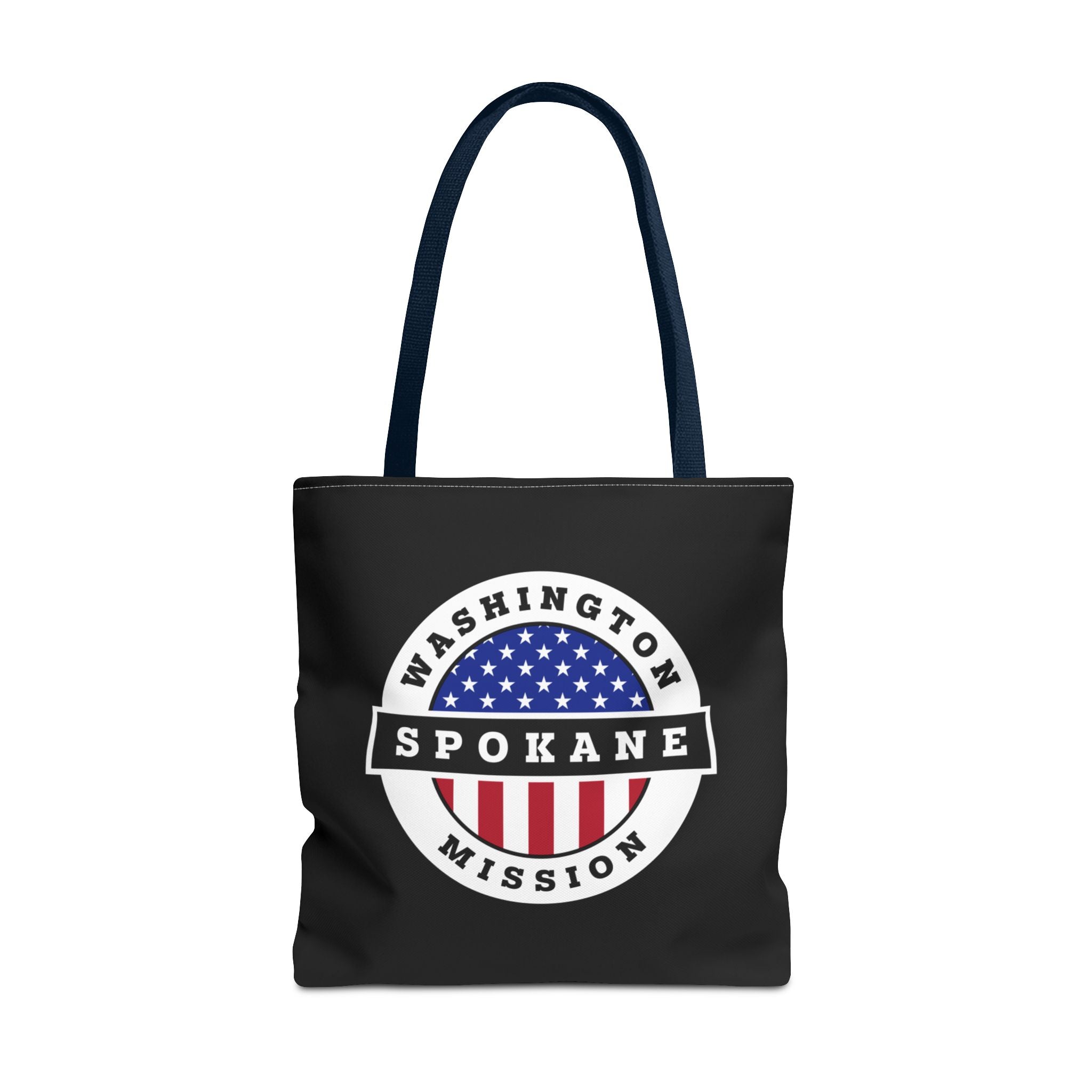 Washington Spokane Mission USA Flag Logo Tote Bag Black - Latter-Day Saint LDS Missionary Gift - Book of Mormon