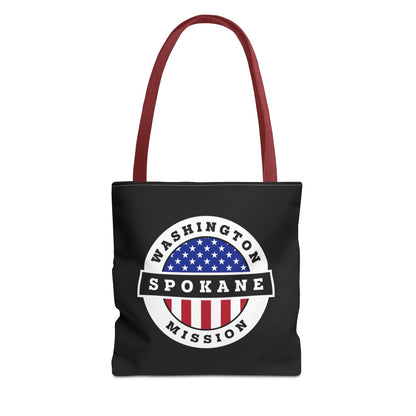 Washington Spokane Mission USA Flag Logo Tote Bag Black - Latter-Day Saint LDS Missionary Gift - Book of Mormon