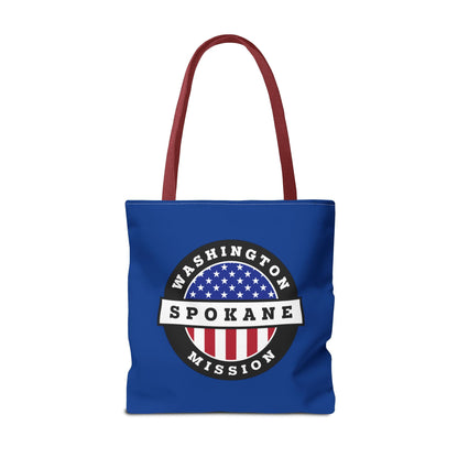 Washington Spokane Mission USA Flag Logo Tote Bag Blue - Latter-Day Saint LDS Missionary Gift - Book of Mormon