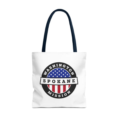 Washington Spokane Mission USA Flag Logo Tote Bag White - Latter-Day Saint LDS Missionary Gift - Book of Mormon