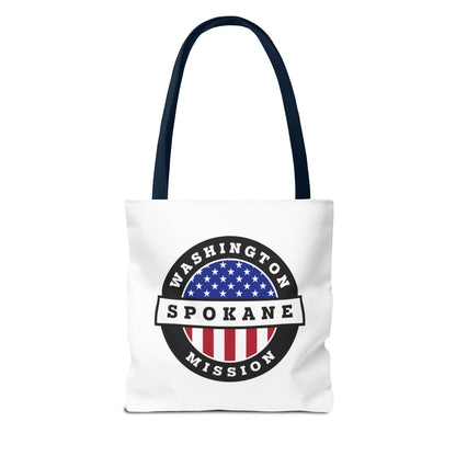 Washington Spokane Mission USA Flag Logo Tote Bag White - Latter-Day Saint LDS Missionary Gift - Book of Mormon