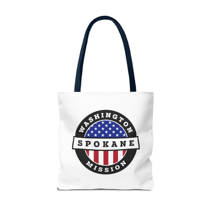 Washington Spokane Mission USA Flag Logo Tote Bag White - Latter-Day Saint LDS Missionary Gift - Book of Mormon