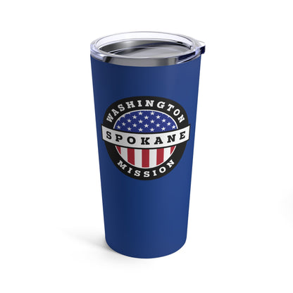 Washington Spokane Mission USA Flag Logo Tumbler 20oz Blue - Latter-Day Saint LDS Missionary Gift - Book of Mormon