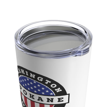 Washington Spokane Mission USA Flag Logo Tumbler 20oz White - Latter-Day Saint LDS Missionary Gift - Book of Mormon