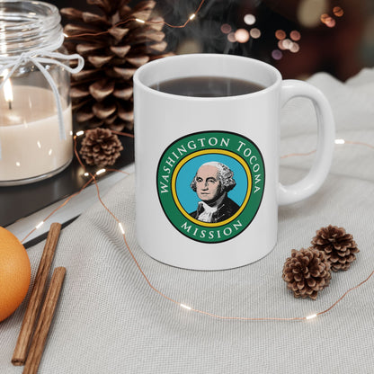 Washington Tacoma Mission State Flag Logo Ceramic Mug White - Latter-Day Saint LDS Missionary Gift - Book of Mormon
