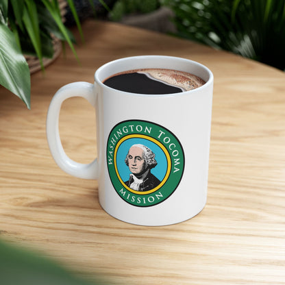 Washington Tacoma Mission State Flag Logo Ceramic Mug White - Latter-Day Saint LDS Missionary Gift - Book of Mormon