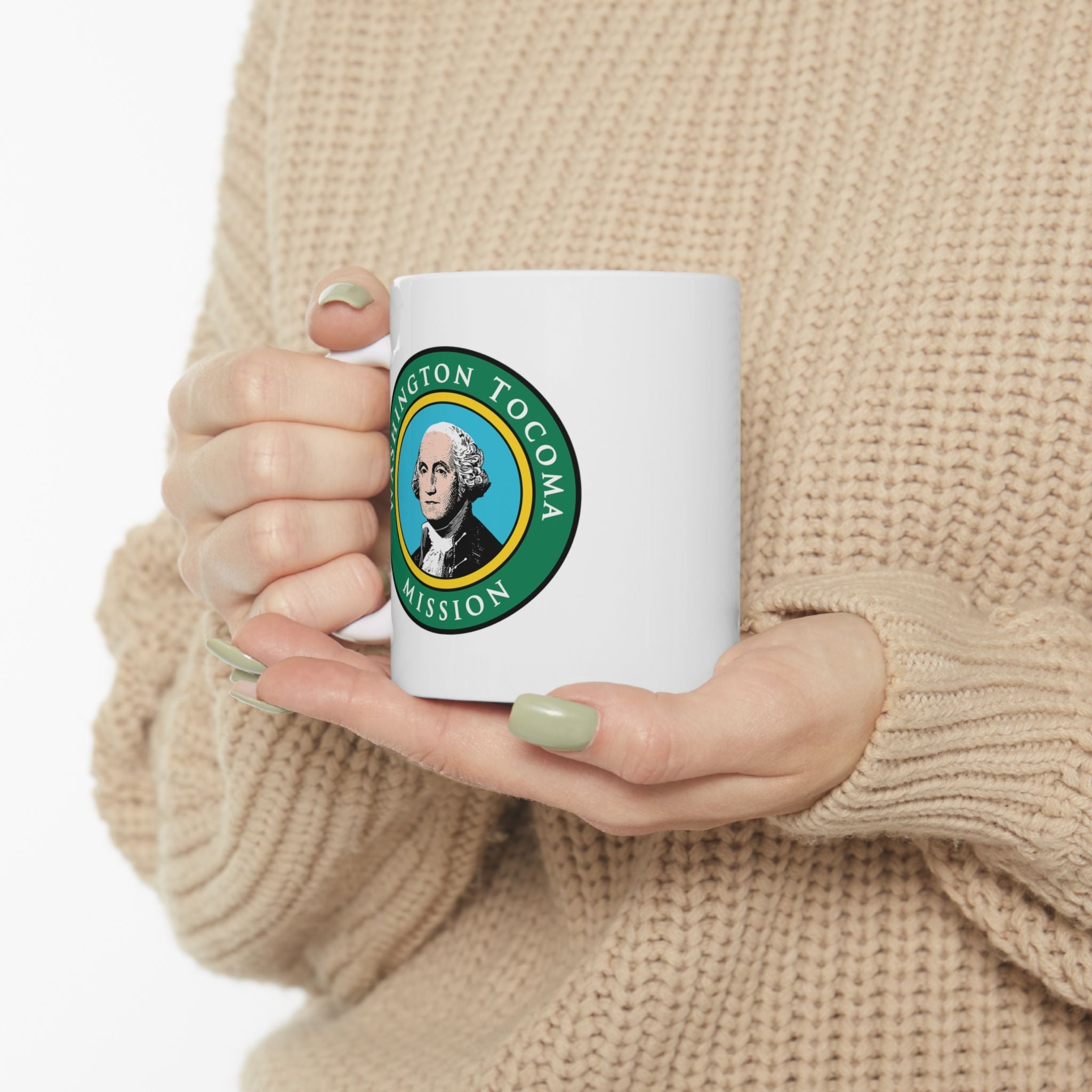 Washington Tacoma Mission State Flag Logo Ceramic Mug White - Latter-Day Saint LDS Missionary Gift - Book of Mormon
