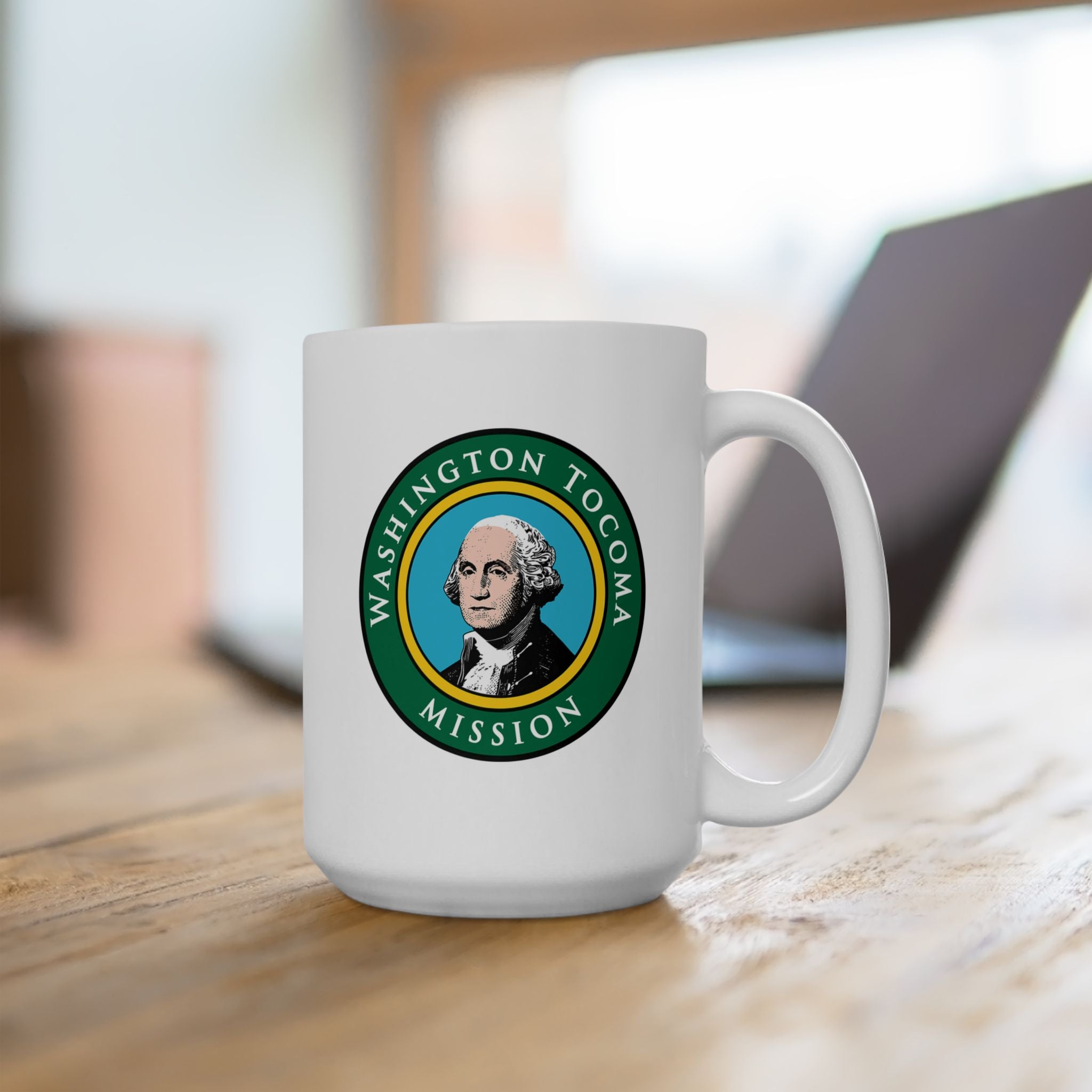 Washington Tacoma Mission State Flag Logo Ceramic Mug White - Latter-Day Saint LDS Missionary Gift - Book of Mormon