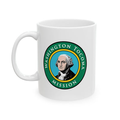 Washington Tacoma Mission State Flag Logo Ceramic Mug White - Latter-Day Saint LDS Missionary Gift - Book of Mormon