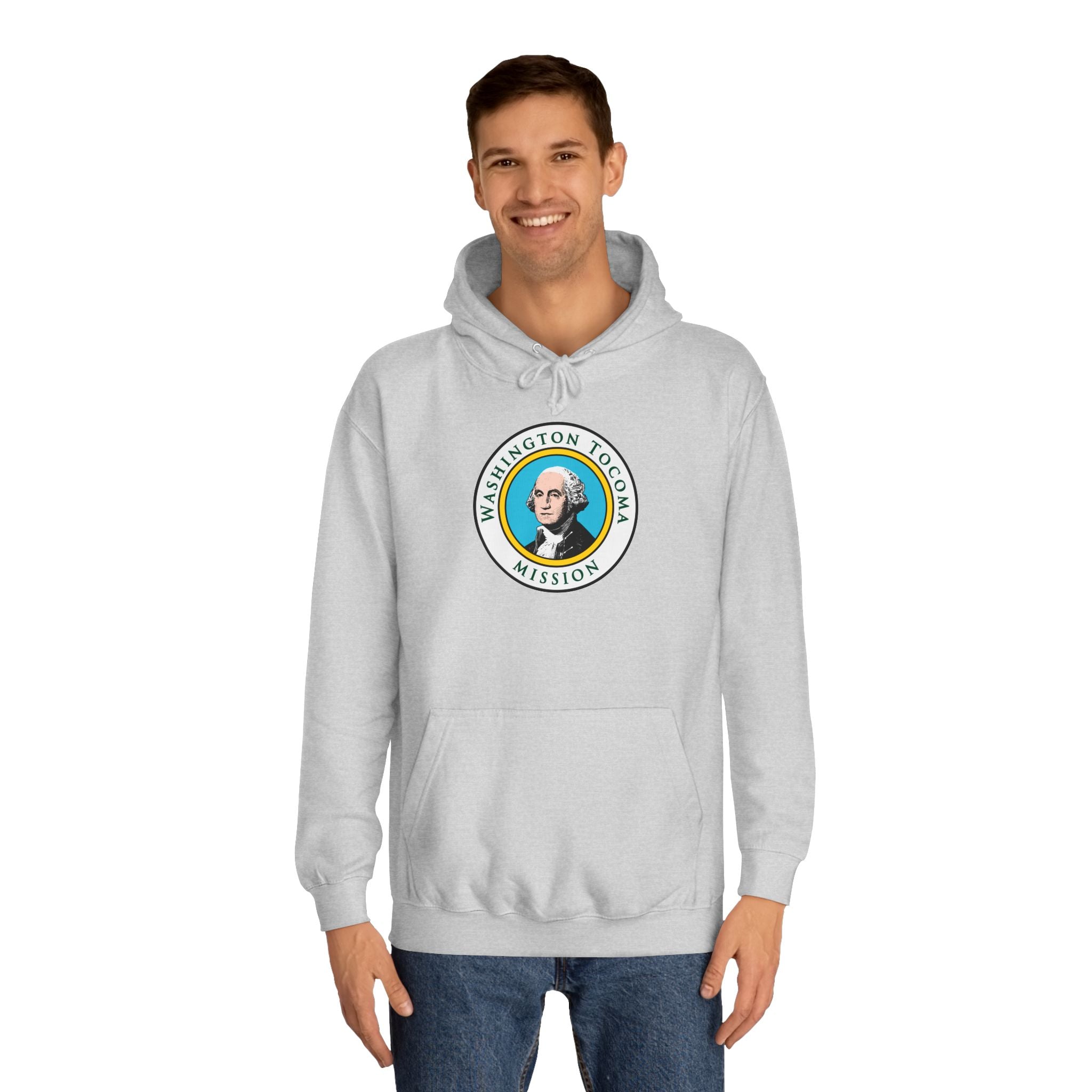 Washington Tacoma Mission State Flag Logo (White Border) College Hoodie