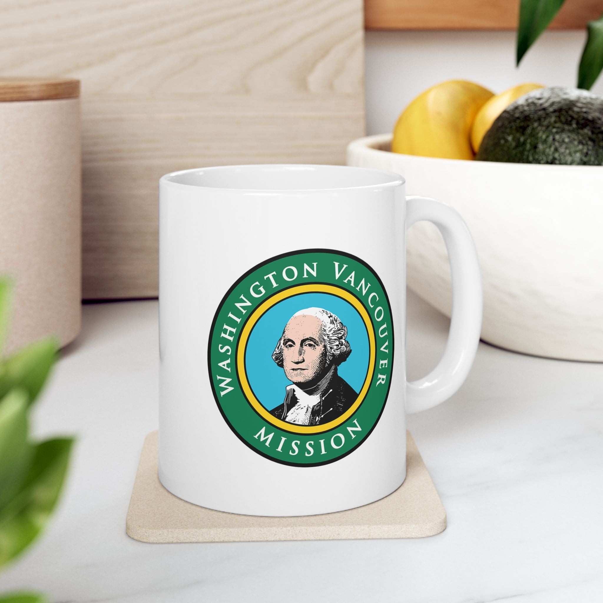 Washington Vancouver Mission State Flag Logo Ceramic Mug White - Latter-Day Saint LDS Missionary Gift - Book of Mormon