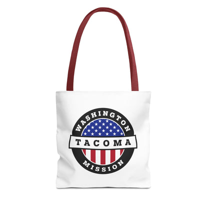 Washington Vancouver Mission USA Flag Logo Tote Bag White - Latter-Day Saint LDS Missionary Gift - Book of Mormon