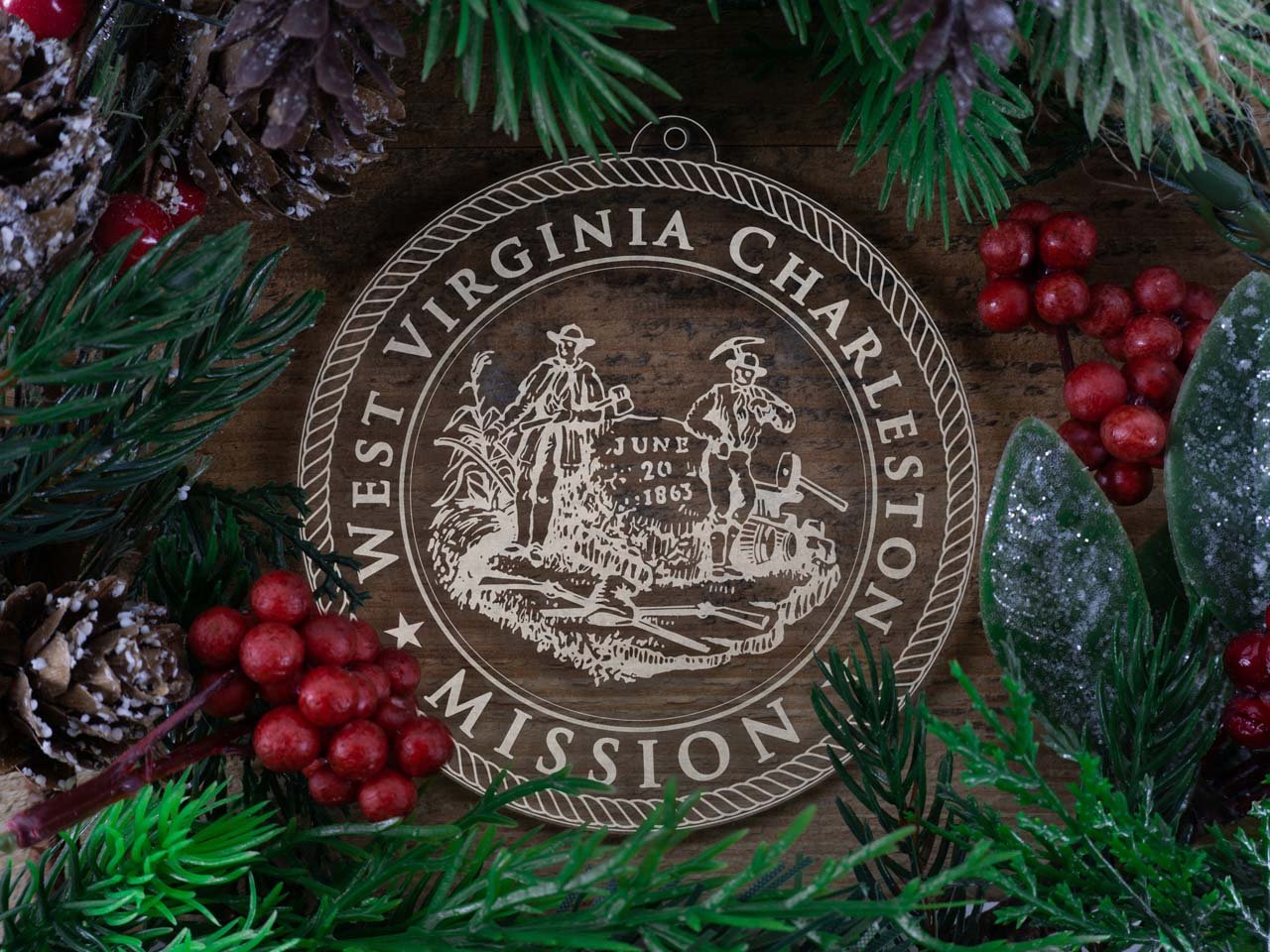 West Virginia Charleston Mission Christmas Ornament - Latter-Day Saint LDS Missionary Gift - Book of Mormon