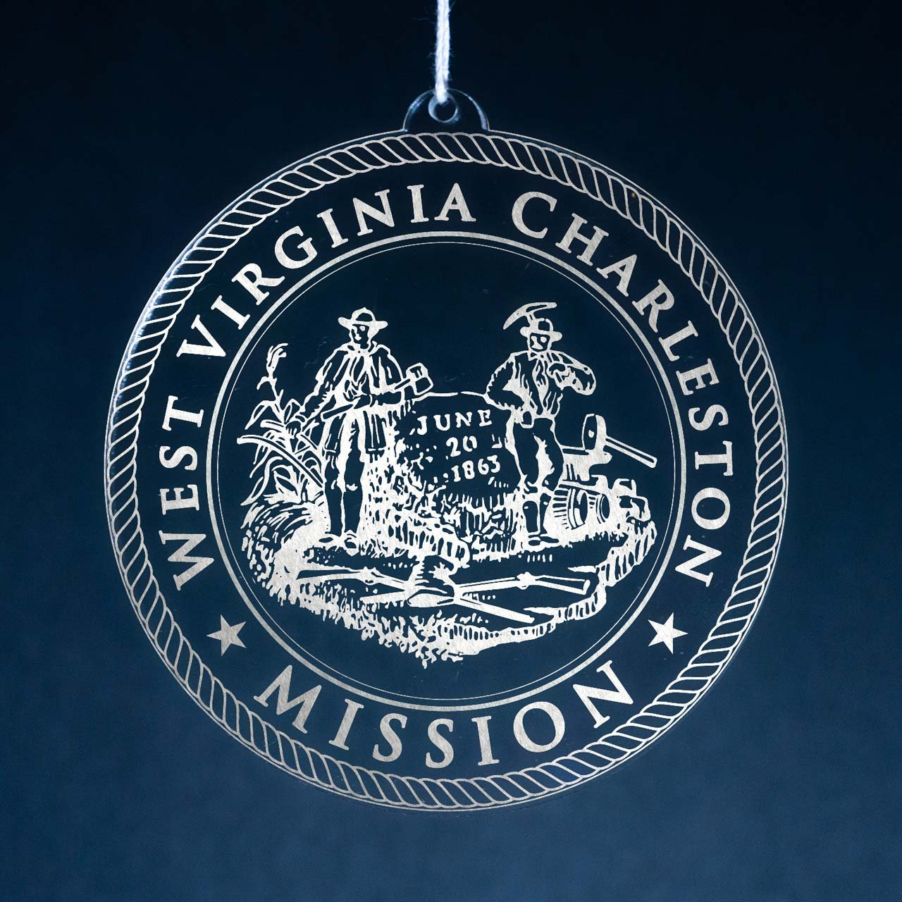 West Virginia Charleston Mission Christmas Ornament - Latter-Day Saint LDS Missionary Gift - Book of Mormon