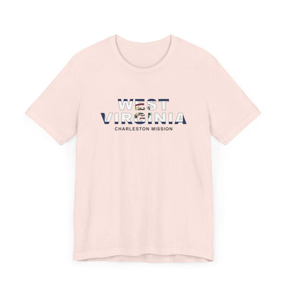 West Virginia Charleston Mission Flag Title T-shirt - Latter-Day Saint LDS Missionary Gift - Book of Mormon