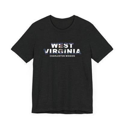 West Virginia Charleston Mission Flag Title T-shirt - Latter-Day Saint LDS Missionary Gift - Book of Mormon