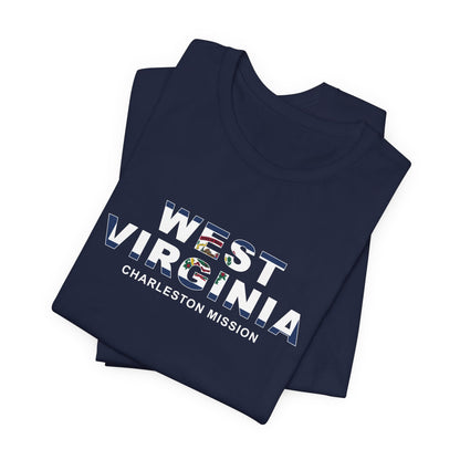 West Virginia Charleston Mission Flag Title T-shirt - Latter-Day Saint LDS Missionary Gift - Book of Mormon