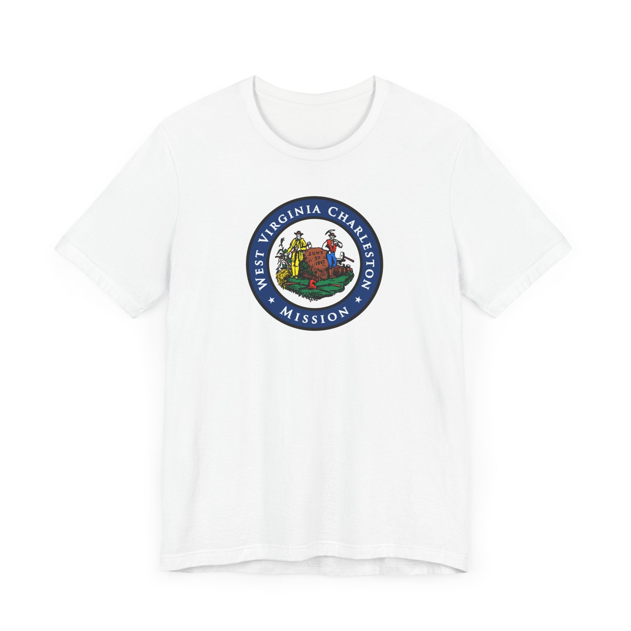 West Virginia Charleston Mission State Flag Logo (Black Border) T-shirt - Latter-Day Saint LDS Missionary Gift - Book of Mormon