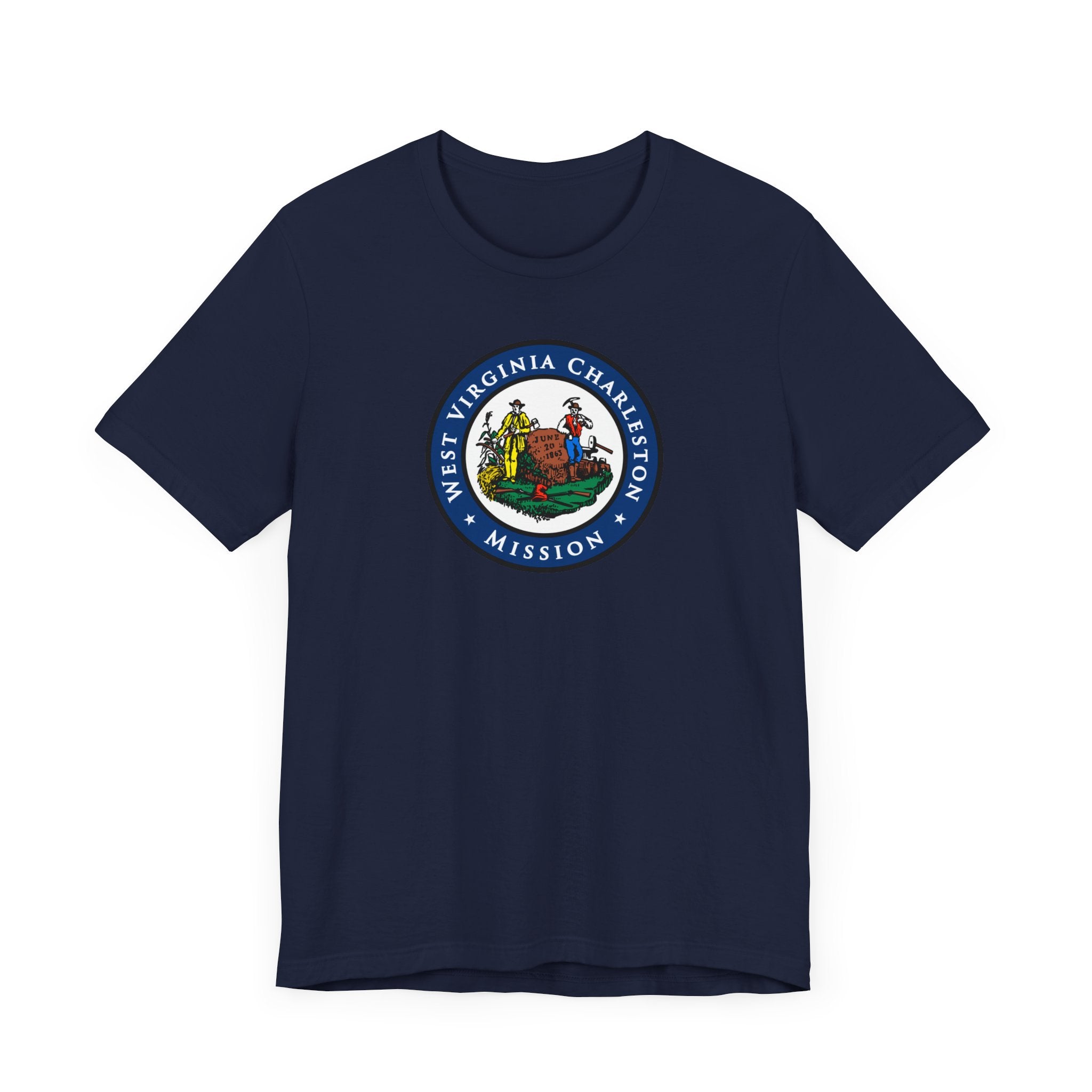 West Virginia Charleston Mission State Flag Logo (Black Border) T-shirt - Latter-Day Saint LDS Missionary Gift - Book of Mormon