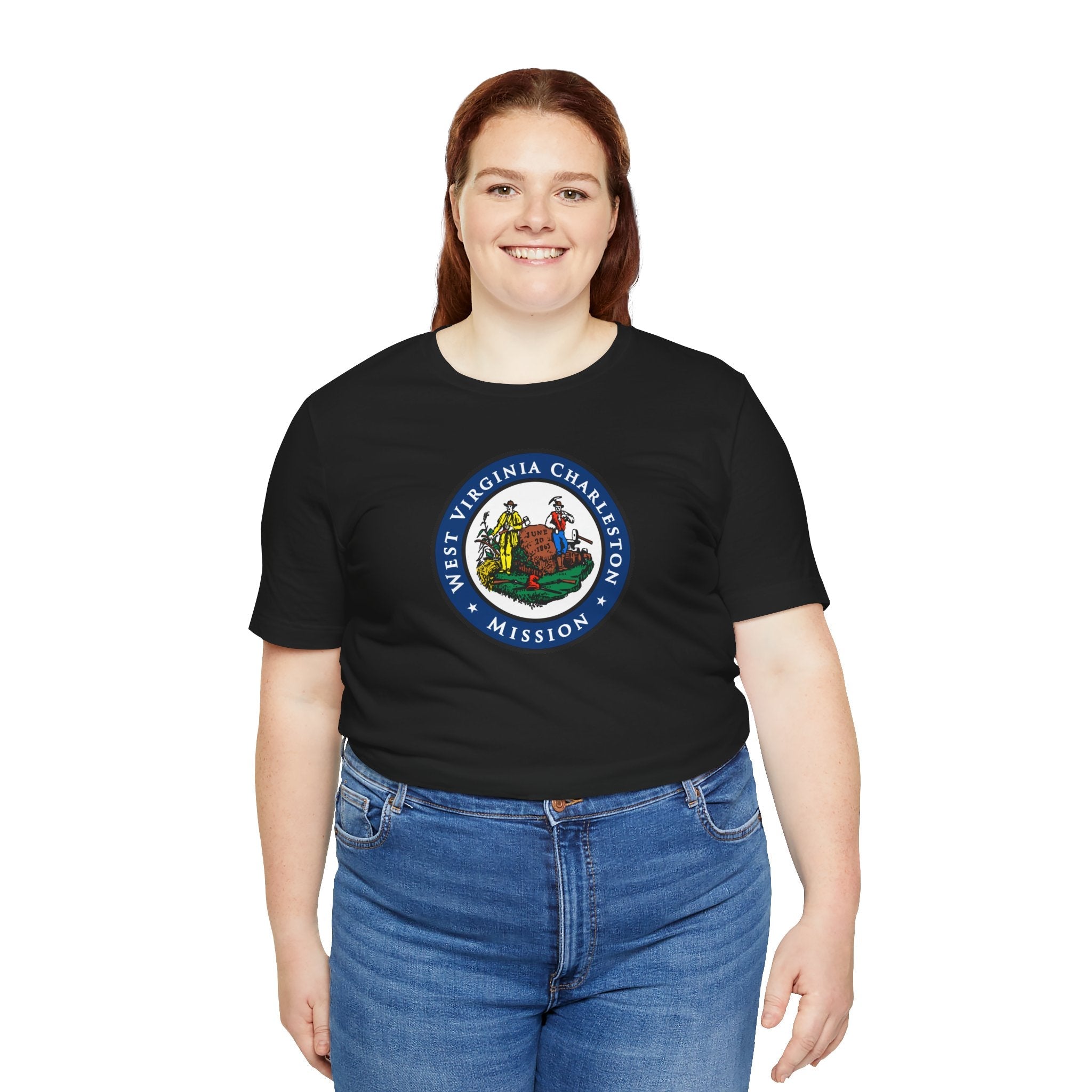 West Virginia Charleston Mission State Flag Logo (Black Border) T-shirt - Latter-Day Saint LDS Missionary Gift - Book of Mormon