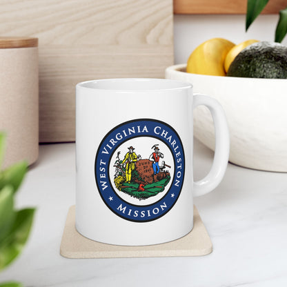 West Virginia Charleston Mission State Flag Logo Ceramic Mug White Name - Latter-Day Saint LDS Missionary Gift - Book of Mormon