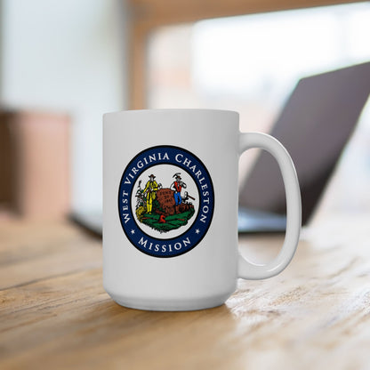 West Virginia Charleston Mission State Flag Logo Ceramic Mug White Name - Mission Wishlist - LDS Missionary Gift Store