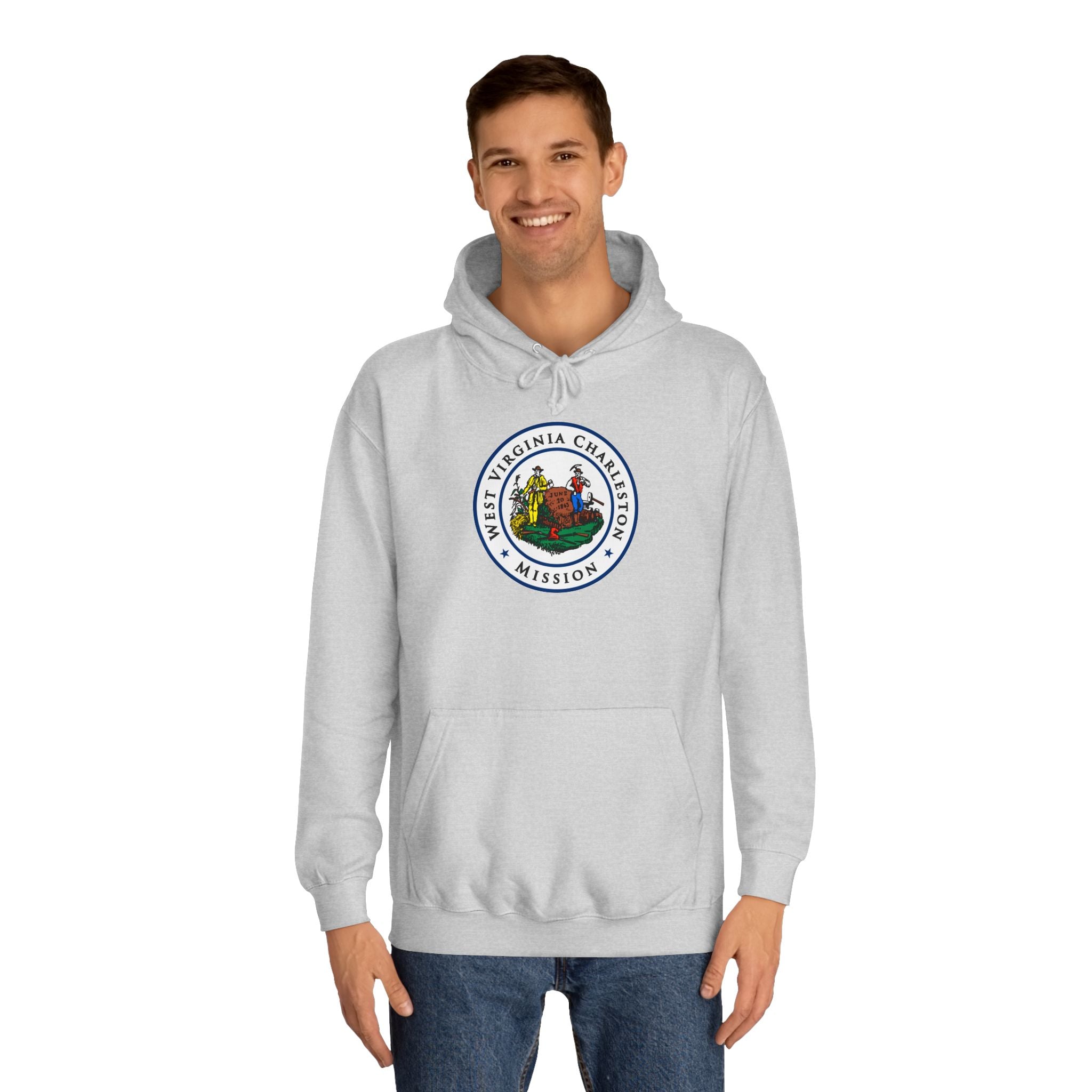 West Virginia Charleston Mission State Flag Logo (White Border) College Hoodie