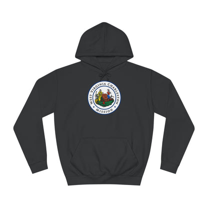 West Virginia Charleston Mission State Flag Logo (White Border) College Hoodie