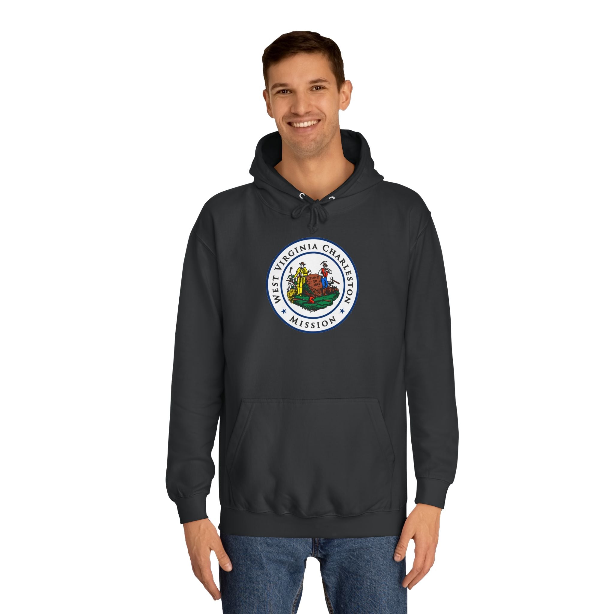 West Virginia Charleston Mission State Flag Logo (White Border) College Hoodie