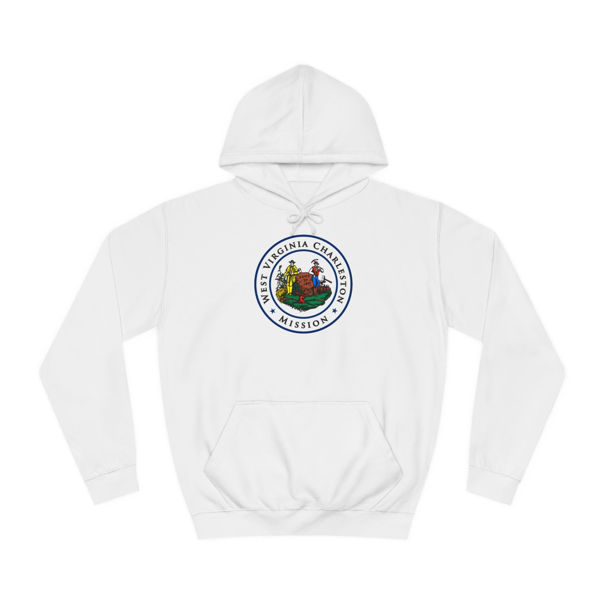 West Virginia Charleston Mission State Flag Logo (White Border) College Hoodie