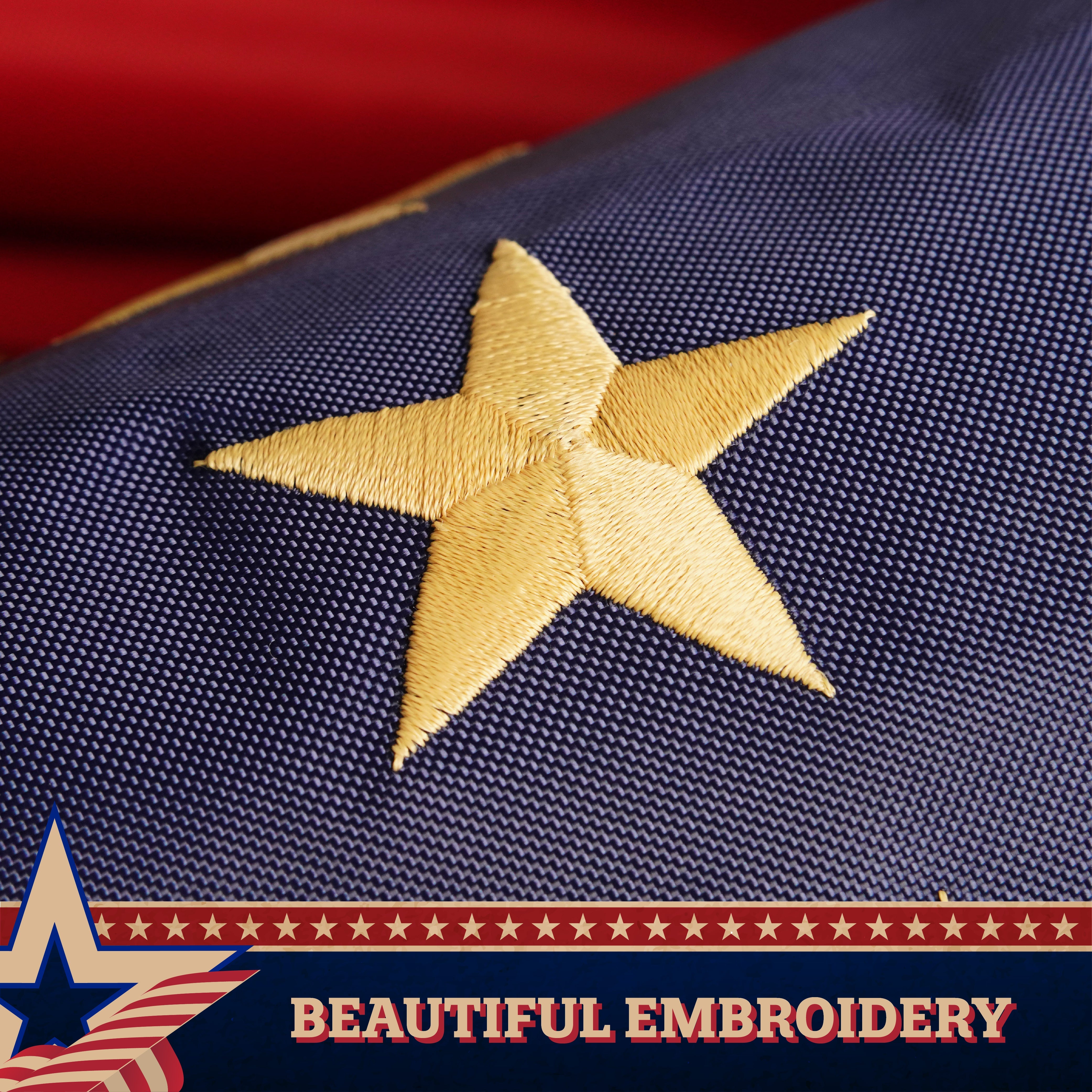 G128 Windsock 60 Inch Tea-Stained US Flag Windstock 60 in Embroidered Stars and Stripes Patriotic Hanging Decoration
