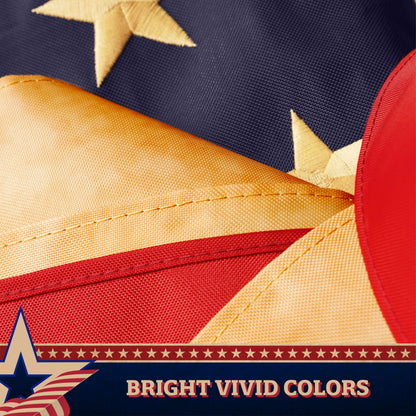 G128 Windsock 60 Inch Tea-Stained US Flag Windstock 60 in Embroidered Stars and Stripes Patriotic Hanging Decoration