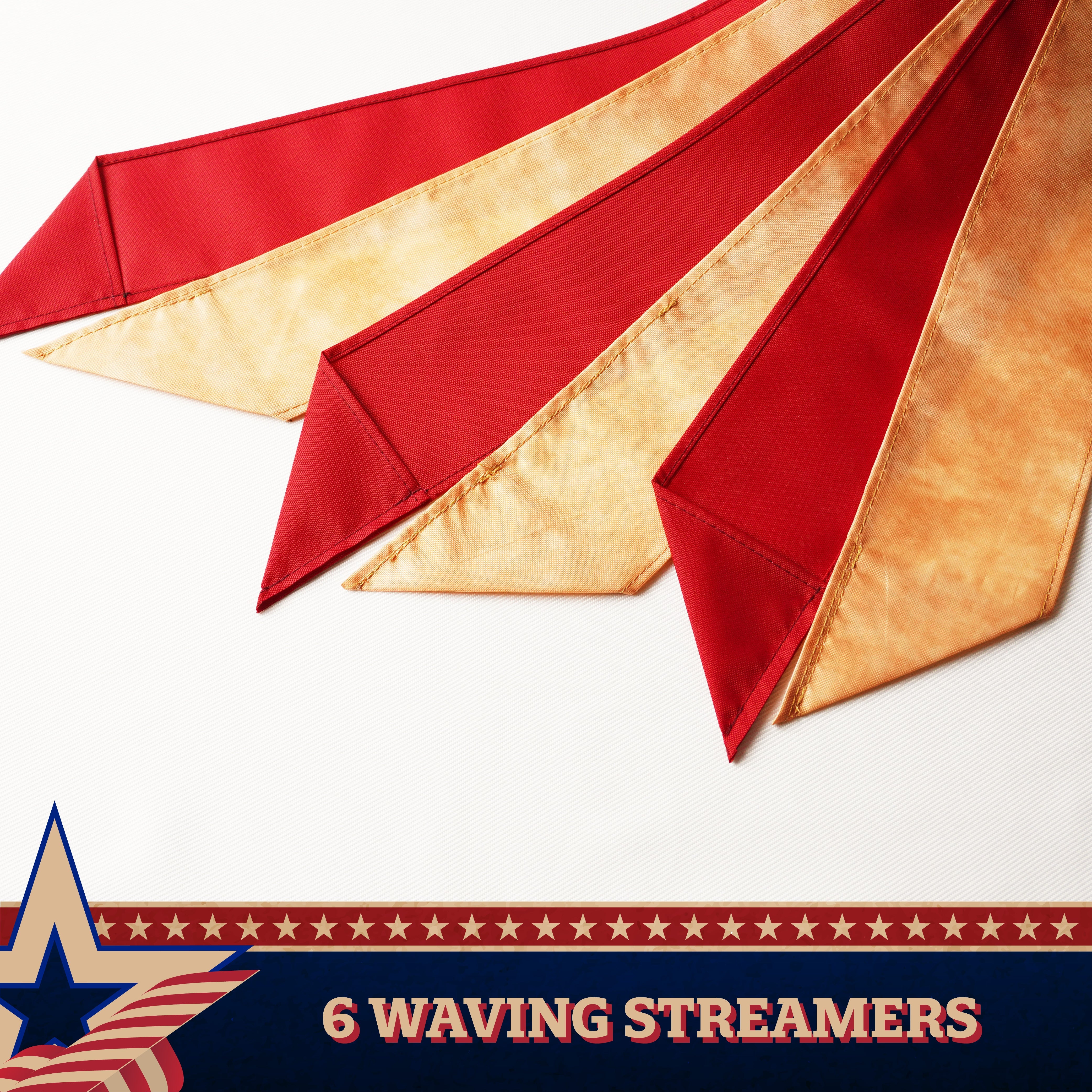 G128 Windsock 60 Inch Tea-Stained US Flag Windstock 60 in Embroidered Stars and Stripes Patriotic Hanging Decoration