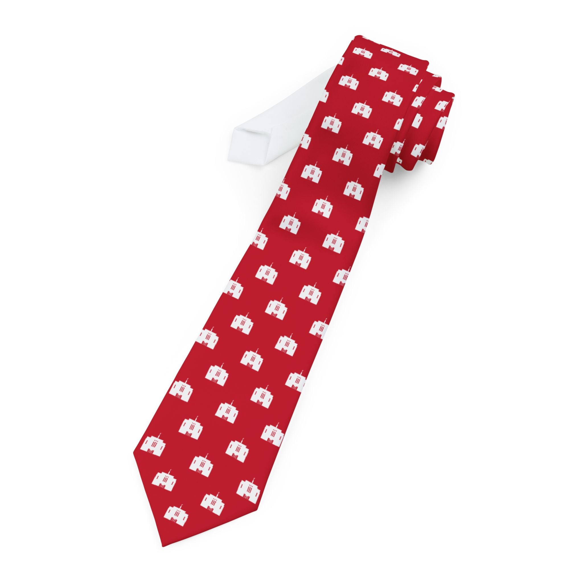 Winter Quarters Nebraska Temple Patterned Neck Tie for Elders (Red) - Mission Wishlist - LDS Missionary Gift Store