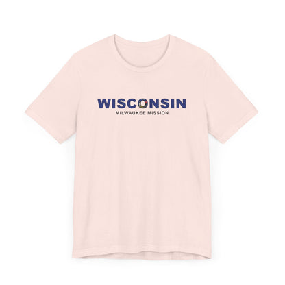 Wisconsin Milwaukee Mission Flag Title T-shirt - Latter-Day Saint LDS Missionary Gift - Book of Mormon