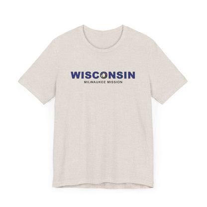 Wisconsin Milwaukee Mission Flag Title T-shirt - Latter-Day Saint LDS Missionary Gift - Book of Mormon