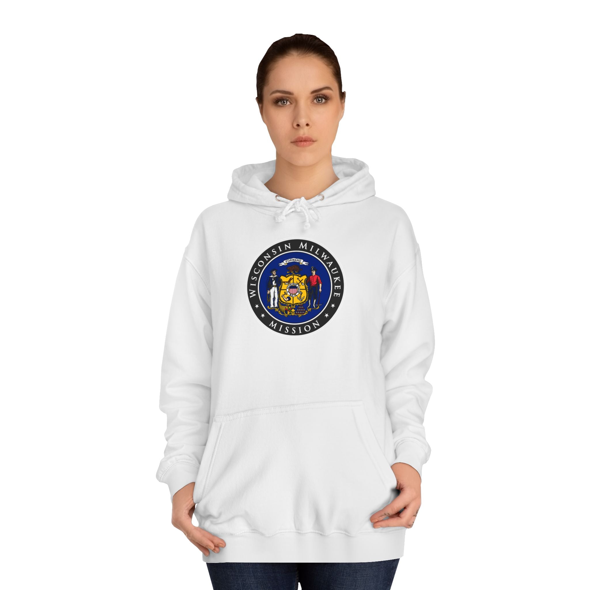 Wisconsin Milwaukee Mission State Flag Logo (Black Border) College Hoodie