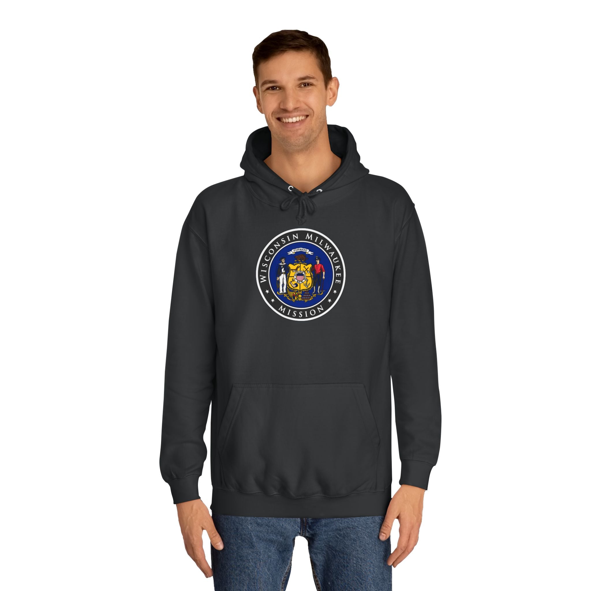 Wisconsin Milwaukee Mission State Flag Logo (Black Border) College Hoodie