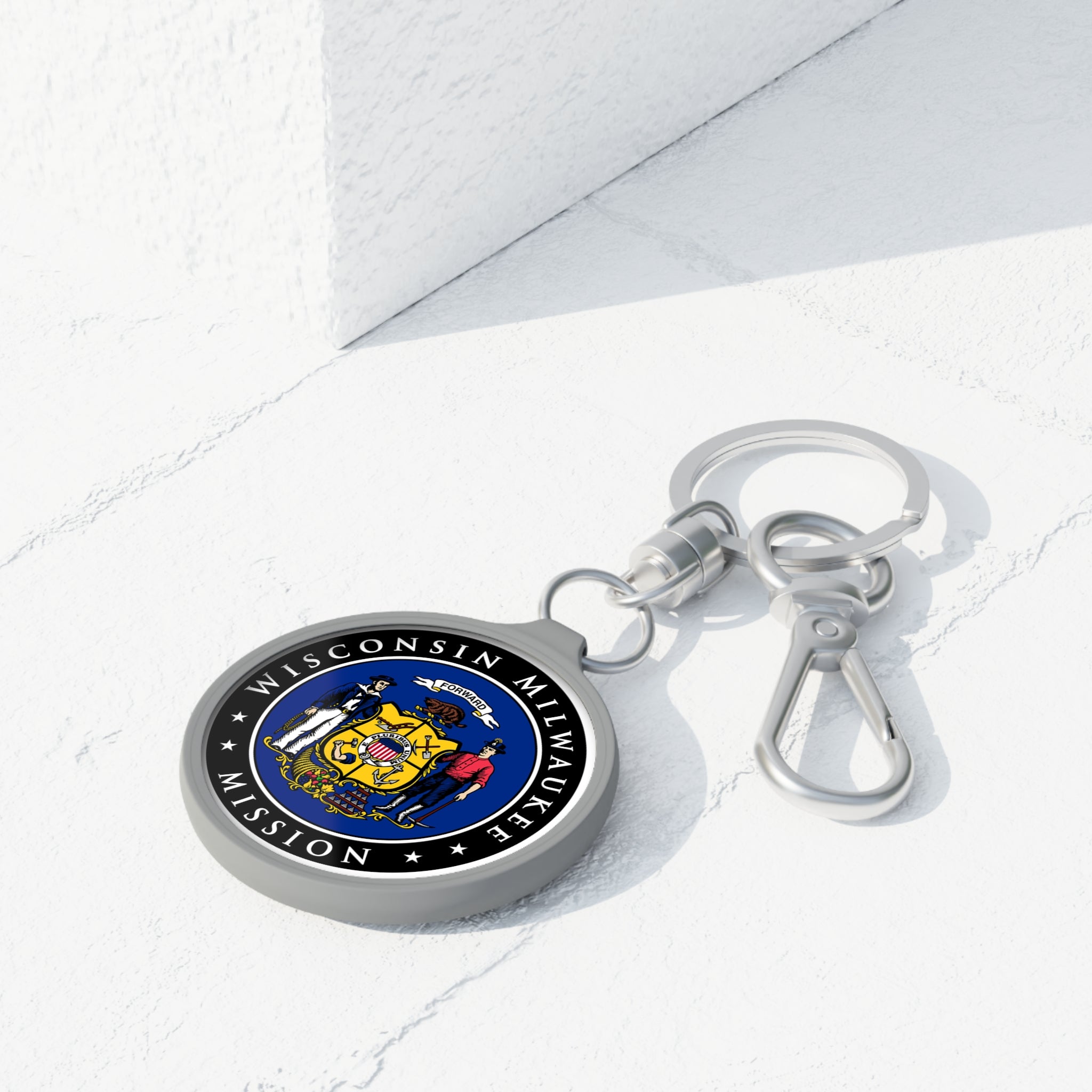 Wisconsin Milwaukee Mission State Flag Logo Key Tag - Latter-Day Saint LDS Missionary Gift - Book of Mormon