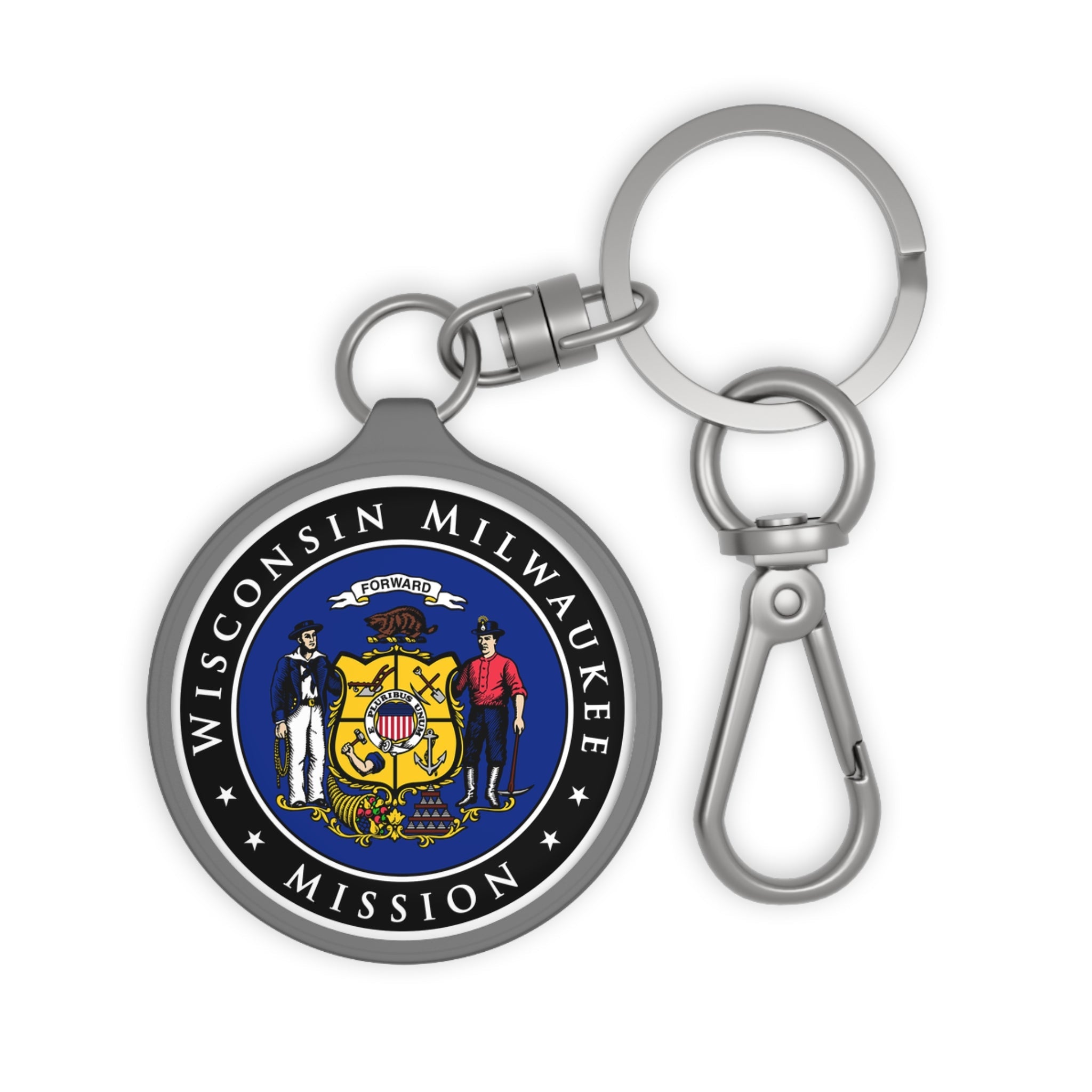 Wisconsin Milwaukee Mission State Flag Logo Key Tag - Latter-Day Saint LDS Missionary Gift - Book of Mormon