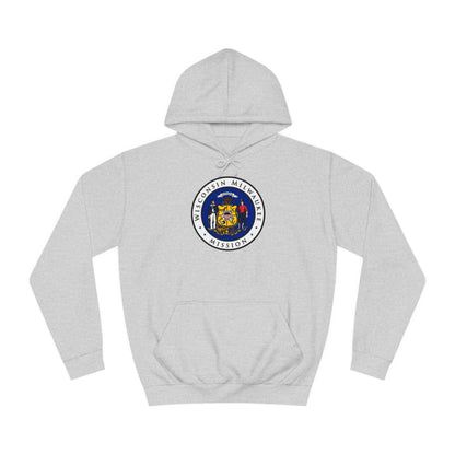 Wisconsin Milwaukee Mission State Flag Logo (White Border) College Hoodie