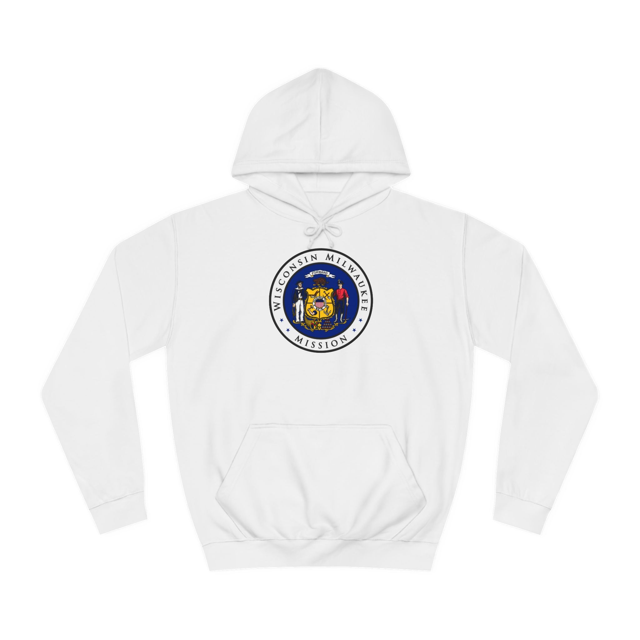 Wisconsin Milwaukee Mission State Flag Logo (White Border) College Hoodie