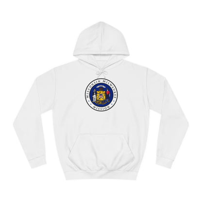 Wisconsin Milwaukee Mission State Flag Logo (White Border) College Hoodie