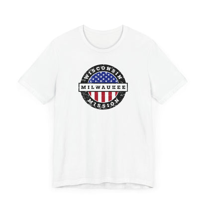 Wisconsin Milwaukee Mission Vintage Circular USA Flag T-Shirt - Latter-Day Saint LDS Missionary Gift - Book of Mormon