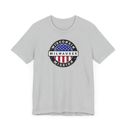 Wisconsin Milwaukee Mission Vintage Circular USA Flag T-Shirt - Latter-Day Saint LDS Missionary Gift - Book of Mormon