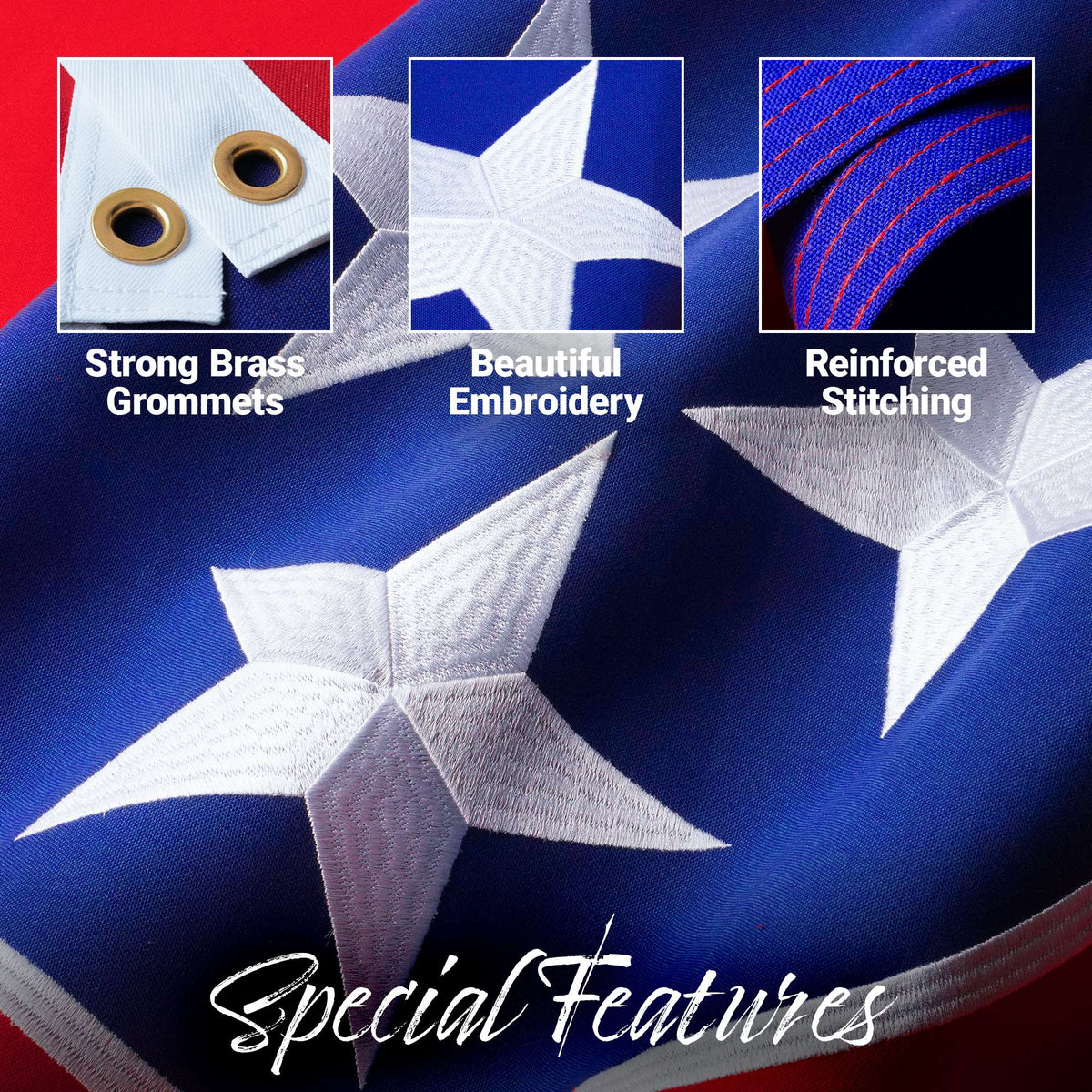 G128 Tennessee TN State Flag | 2x3 Ft | StormFlyer Series Embroidered 220GSM Spun Polyester | Embroidered Design, Indoor/Outdoor, Brass Grommets, Heavy Duty, All Weather