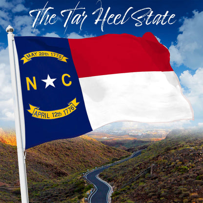 G128 North Carolina State Flag | 2.5x4 Ft | StormFlyer Series Embroidered 220GSM Spun Polyester | Embroidered Design, Indoor/Outdoor, Brass Grommets, Heavy Duty, All Weather