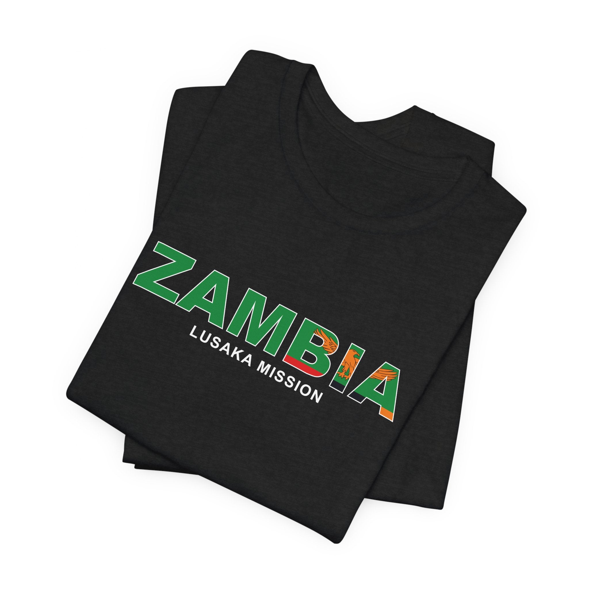 Zambia Lusaka Mission Flag Title T-shirt - Latter-Day Saint LDS Missionary Gift - Book of Mormon