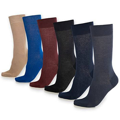 Men's Cotton Crew Socks 6-Pack, Solid Dark Tones