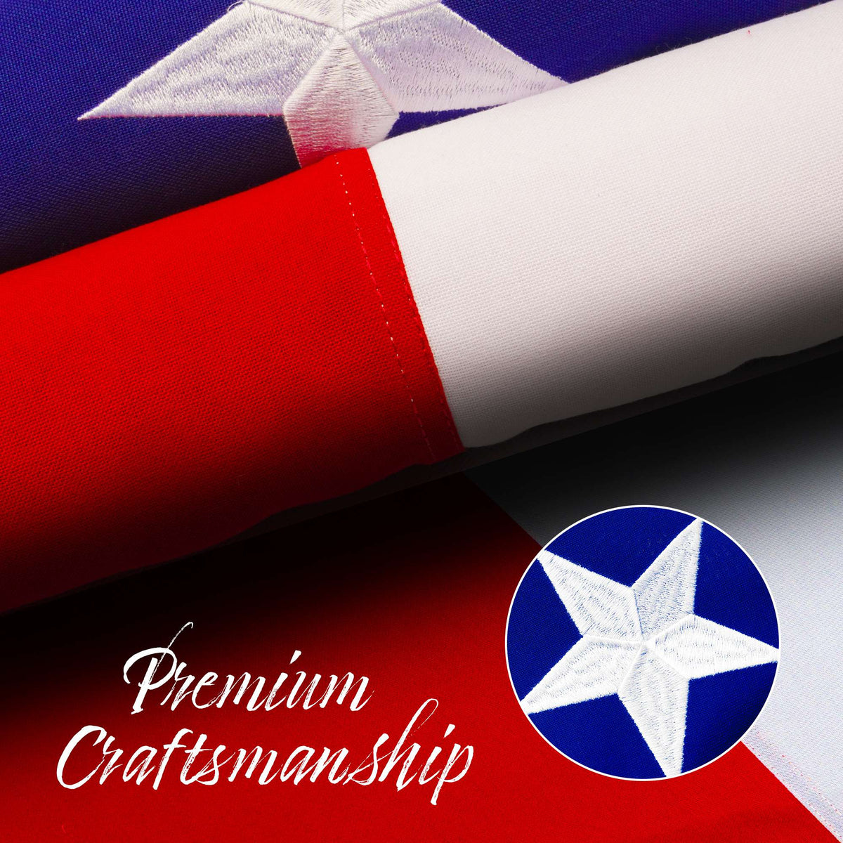 G128 North Carolina State Flag | 2x3 Ft | StormFlyer Series Embroidered 220GSM Spun Polyester | Embroidered Design, Indoor/Outdoor, Brass Grommets, Heavy Duty, All Weather